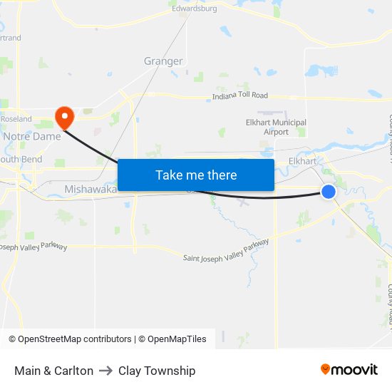 Main & Carlton to Clay Township map