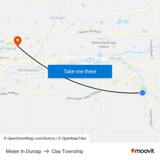 Meijer In Dunlap to Clay Township map