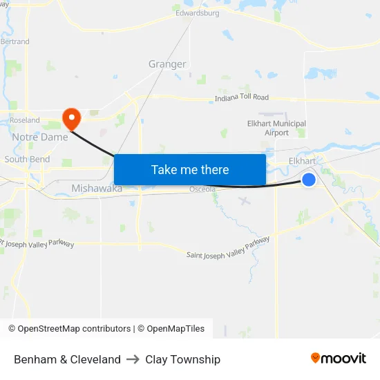 Benham & Cleveland (In) to Clay Township map