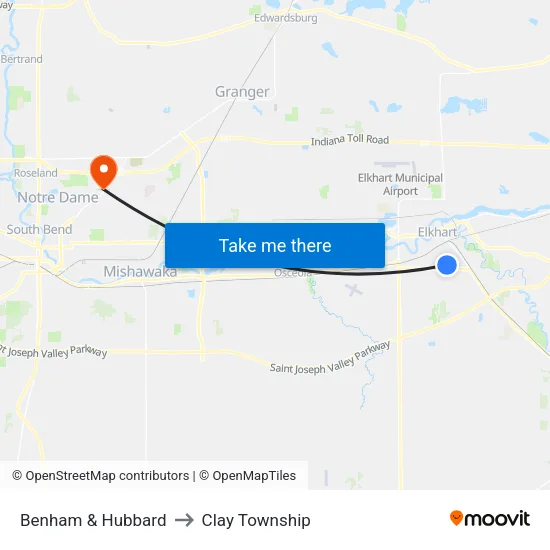 Benham & Hubbard (In) to Clay Township map