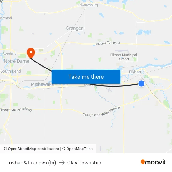 Lusher & Frances (In) to Clay Township map