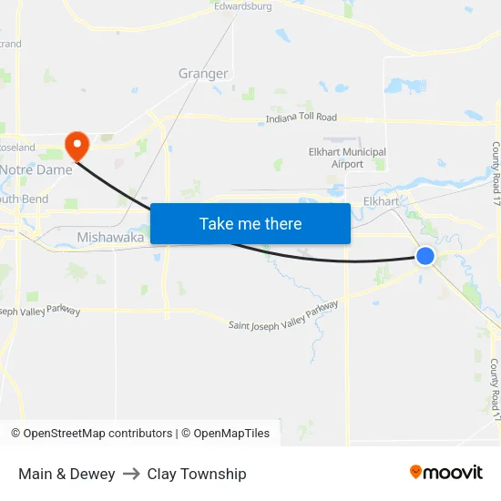 Main & Dewey (In) to Clay Township map