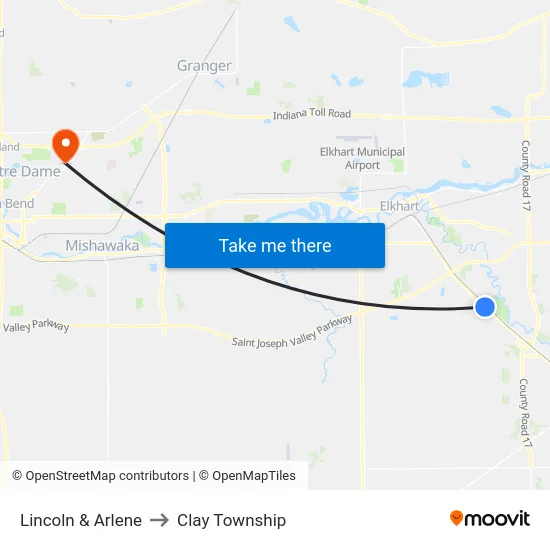Lincoln & Arlene to Clay Township map