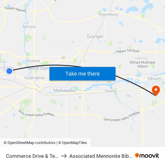 Commerce Drive & Terminal Drive to Associated Mennonite Biblical Seminary map