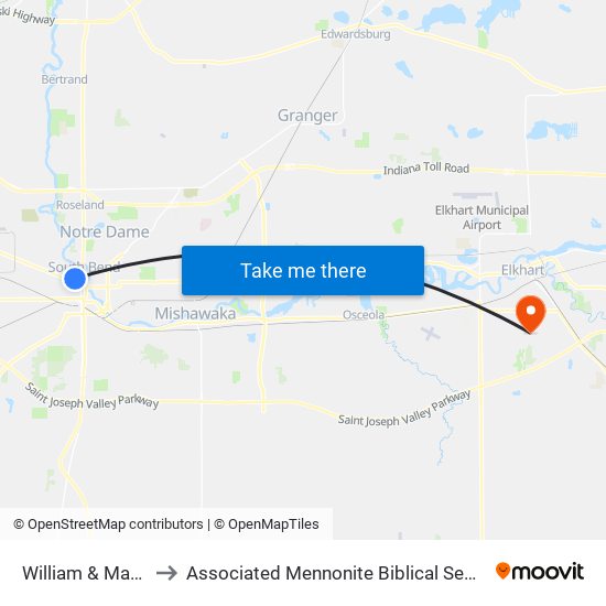 William & Marion to Associated Mennonite Biblical Seminary map