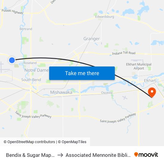 Bendix & Sugar Maple (North) to Associated Mennonite Biblical Seminary map