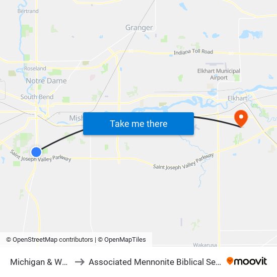 Michigan & Walter to Associated Mennonite Biblical Seminary map