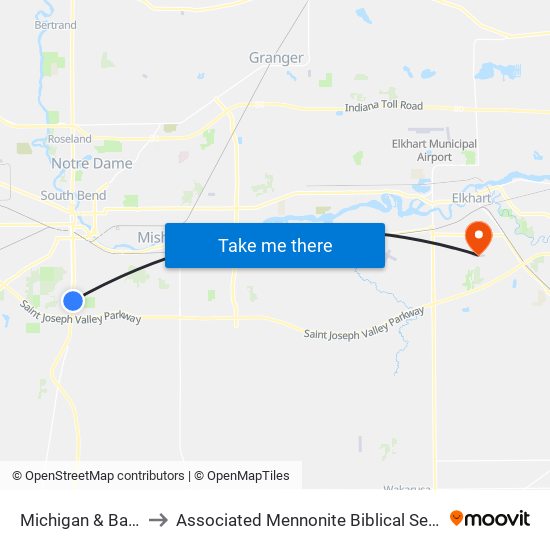 Michigan & Barbie to Associated Mennonite Biblical Seminary map