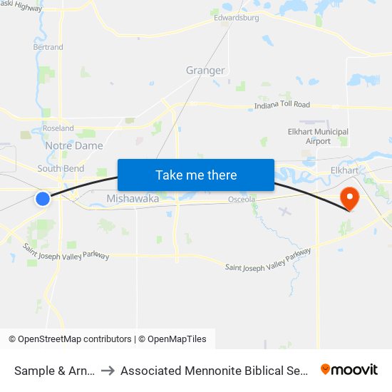 Sample & Arnold to Associated Mennonite Biblical Seminary map