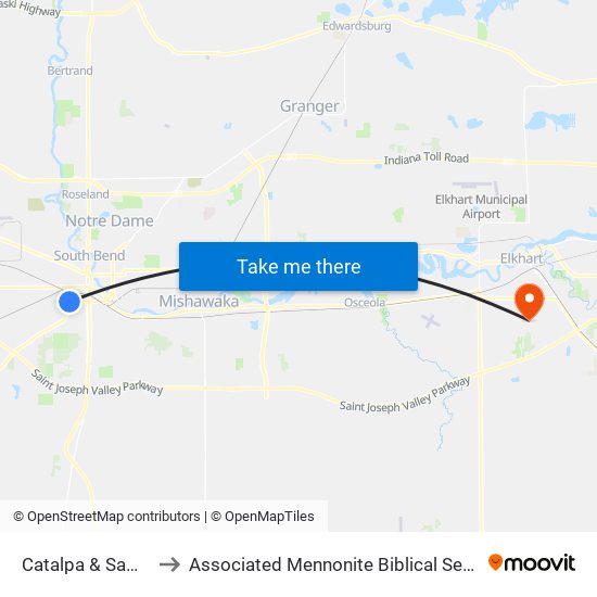 Catalpa & Sample to Associated Mennonite Biblical Seminary map