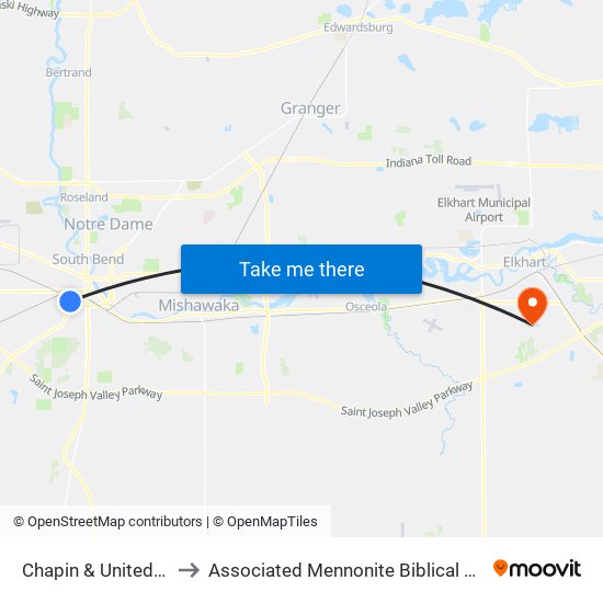 Chapin & United Drive to Associated Mennonite Biblical Seminary map