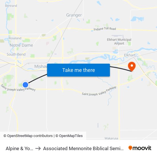 Alpine & York to Associated Mennonite Biblical Seminary map