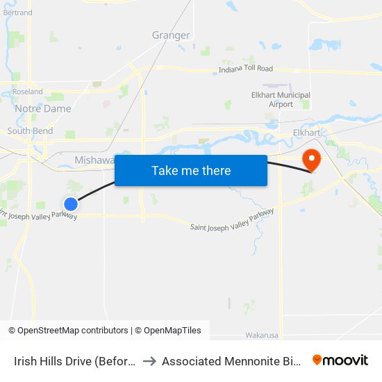 Irish Hills Drive (Before 6th Outlet) to Associated Mennonite Biblical Seminary map