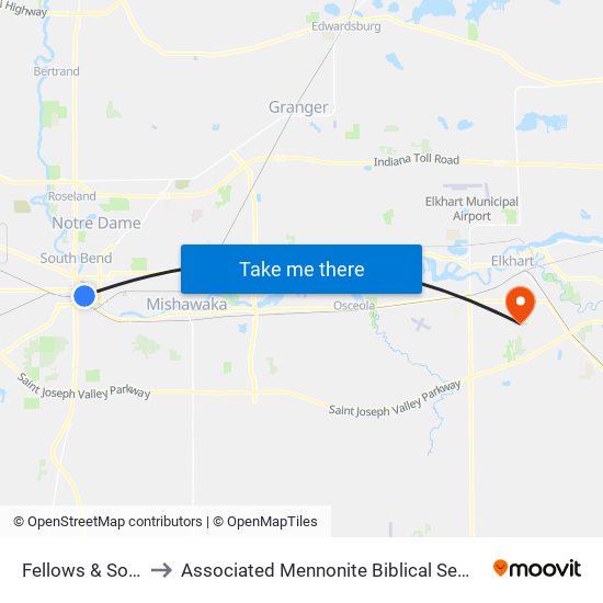 Fellows & South to Associated Mennonite Biblical Seminary map