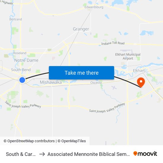 South & Carroll to Associated Mennonite Biblical Seminary map