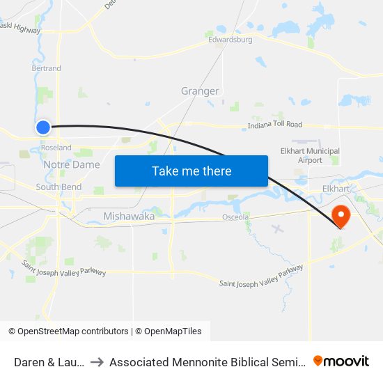 Daren & Laurel to Associated Mennonite Biblical Seminary map