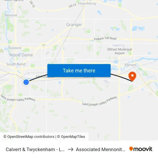 Calvert & Twyckenham - Lincoln Primary Center to Associated Mennonite Biblical Seminary map