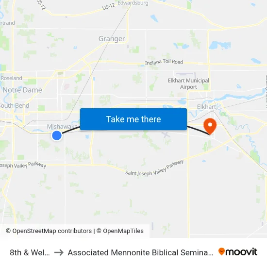 8th & Wells to Associated Mennonite Biblical Seminary map