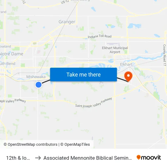 12th & Iowa to Associated Mennonite Biblical Seminary map