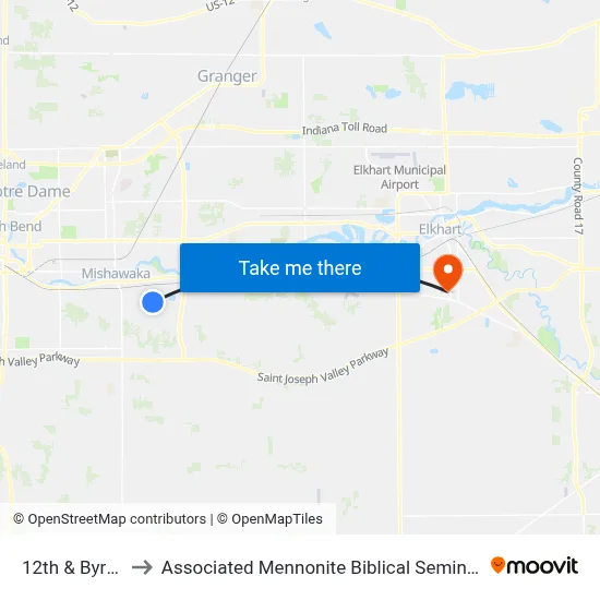 12th & Byrkit to Associated Mennonite Biblical Seminary map