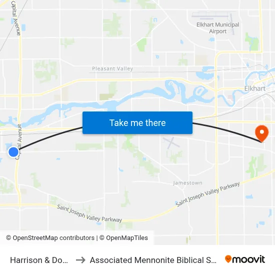 Harrison & Downey to Associated Mennonite Biblical Seminary map