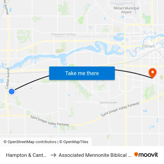 Hampton & Cantondale to Associated Mennonite Biblical Seminary map