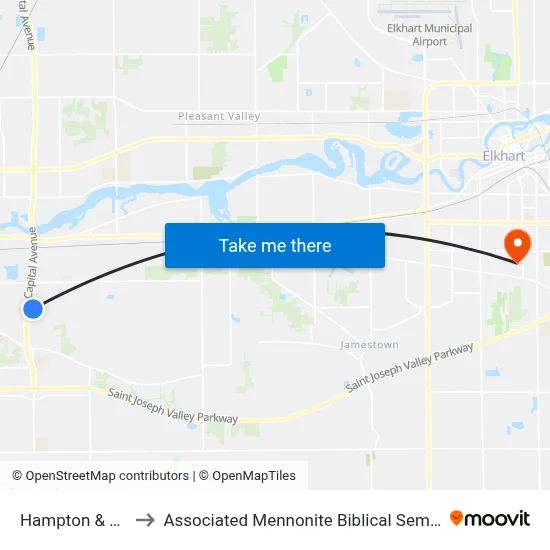 Hampton & Elm to Associated Mennonite Biblical Seminary map