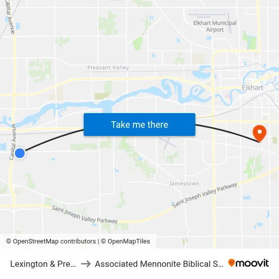 Lexington & Prescott to Associated Mennonite Biblical Seminary map