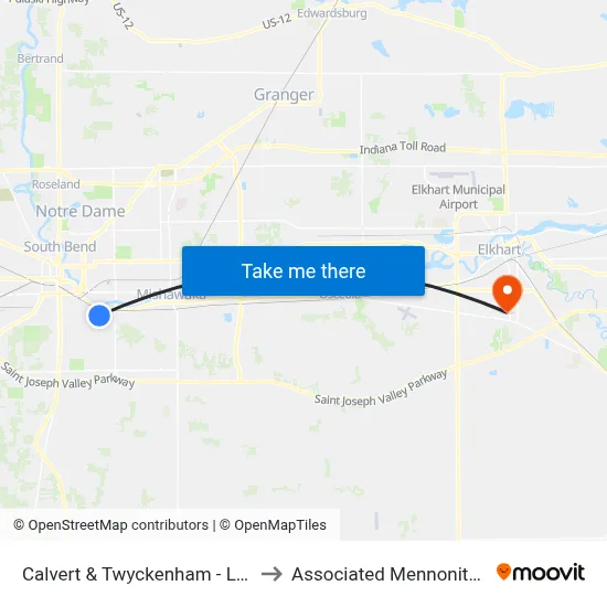 Calvert & Twyckenham - Lincoln Primary Center to Associated Mennonite Biblical Seminary map