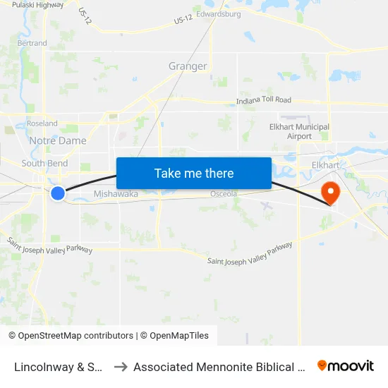 Lincolnway & Sample to Associated Mennonite Biblical Seminary map