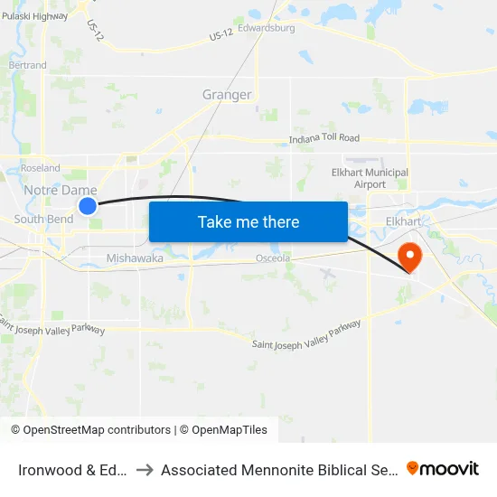 Ironwood & Edison to Associated Mennonite Biblical Seminary map