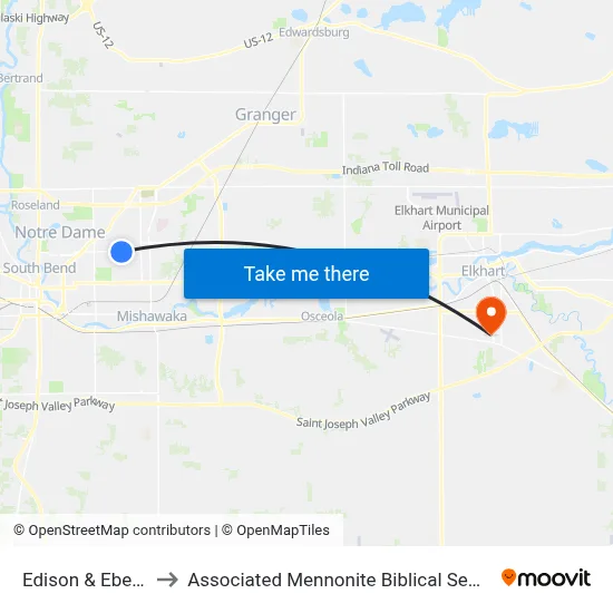 Edison & Ebeling to Associated Mennonite Biblical Seminary map