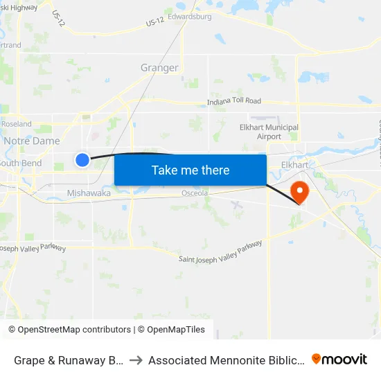 Grape & Runaway Bay Circle to Associated Mennonite Biblical Seminary map