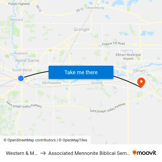Western & Main to Associated Mennonite Biblical Seminary map