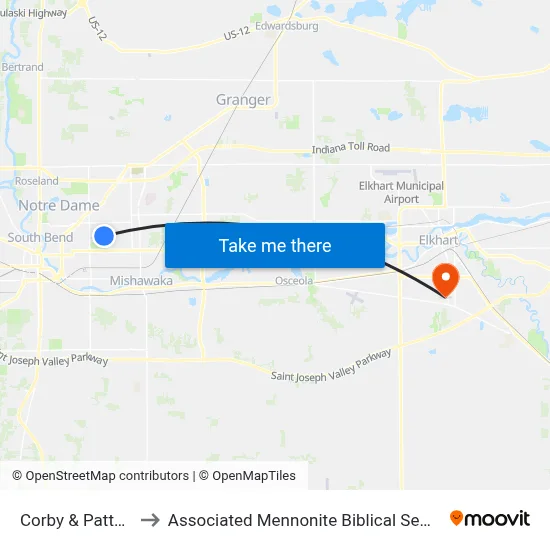 Corby & Patty Ln to Associated Mennonite Biblical Seminary map