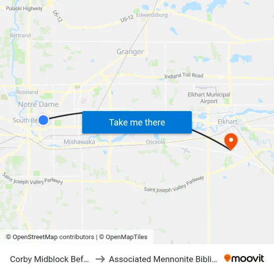 Corby Midblock Before Walsh to Associated Mennonite Biblical Seminary map
