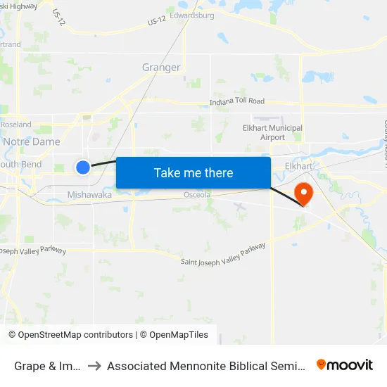 Grape & Imus to Associated Mennonite Biblical Seminary map