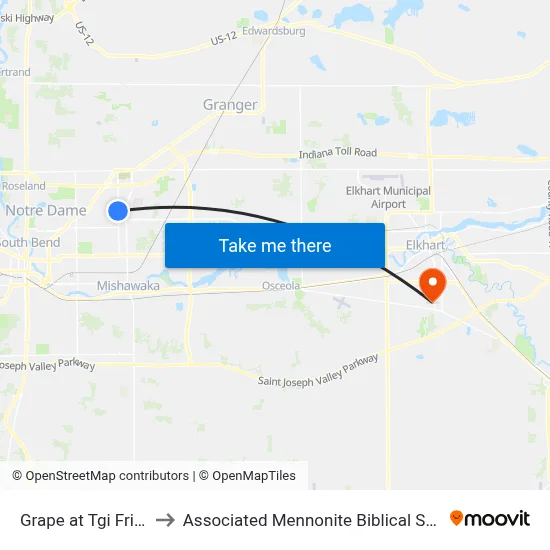 Grape at Tgi Fridays to Associated Mennonite Biblical Seminary map