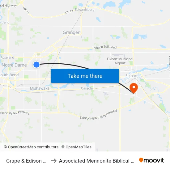 Grape & Edison Lakes to Associated Mennonite Biblical Seminary map