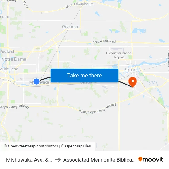 Mishawaka Ave. & Liberty to Associated Mennonite Biblical Seminary map
