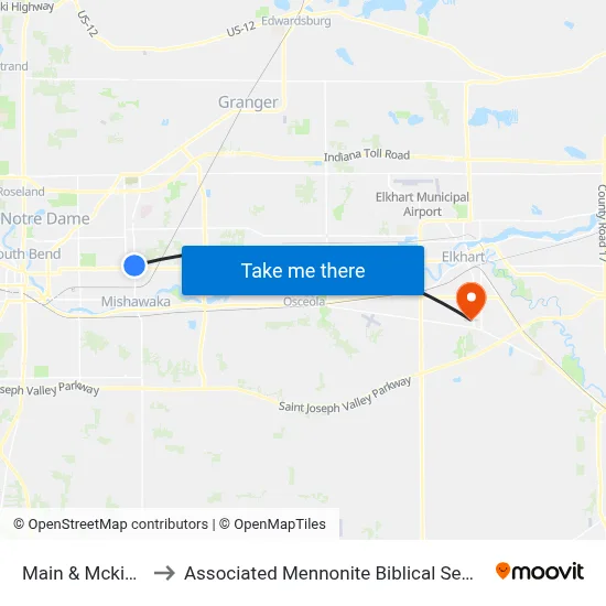 Main & Mckinley to Associated Mennonite Biblical Seminary map