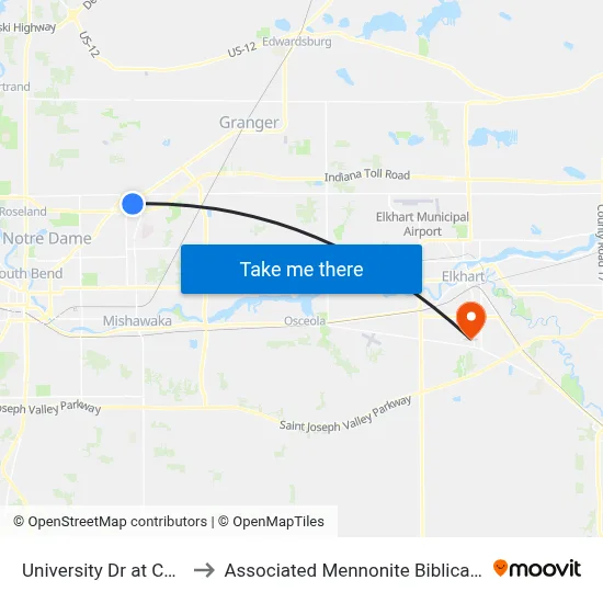 University Dr at Cemetery to Associated Mennonite Biblical Seminary map