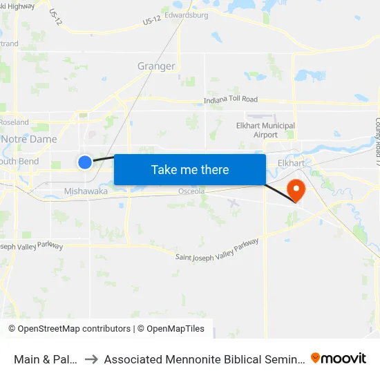 Main & Palau to Associated Mennonite Biblical Seminary map