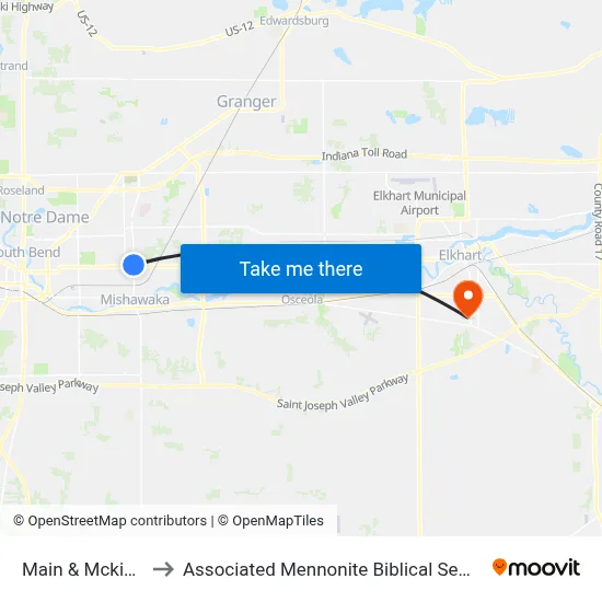 Main & Mckinley to Associated Mennonite Biblical Seminary map