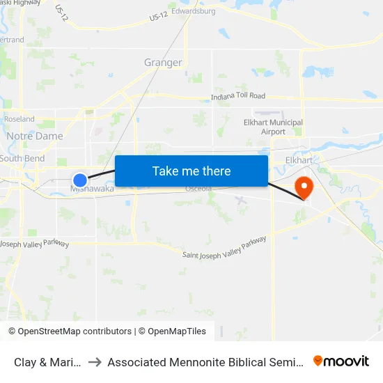 Clay & Marion to Associated Mennonite Biblical Seminary map