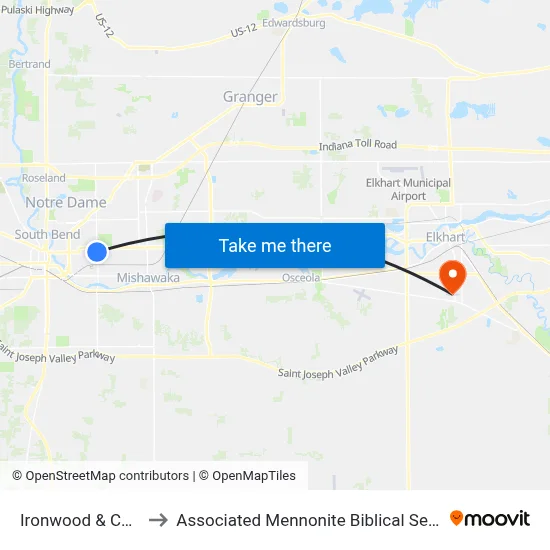 Ironwood & Colfax to Associated Mennonite Biblical Seminary map