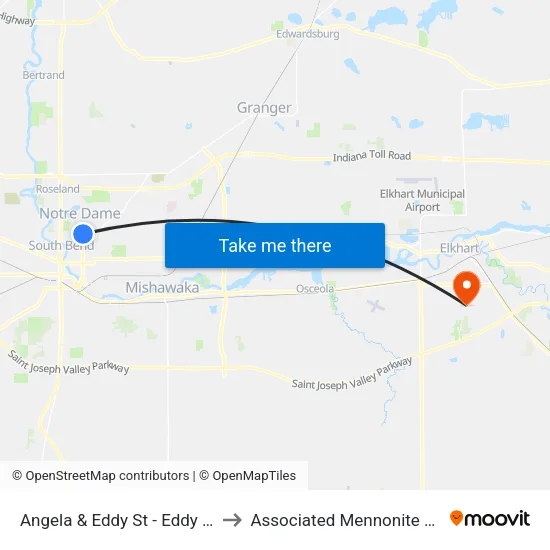 Angela & Eddy St to Associated Mennonite Biblical Seminary map
