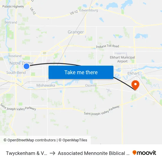 Twyckenham & Vaness to Associated Mennonite Biblical Seminary map