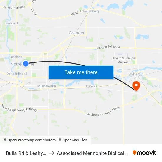 Bulla Rd & Leahy Drive to Associated Mennonite Biblical Seminary map
