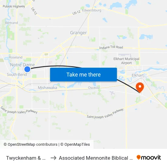 Twyckenham & Edison to Associated Mennonite Biblical Seminary map